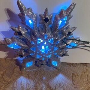 Ashland Glittering Silver Snowflake LED Light Tree Topper